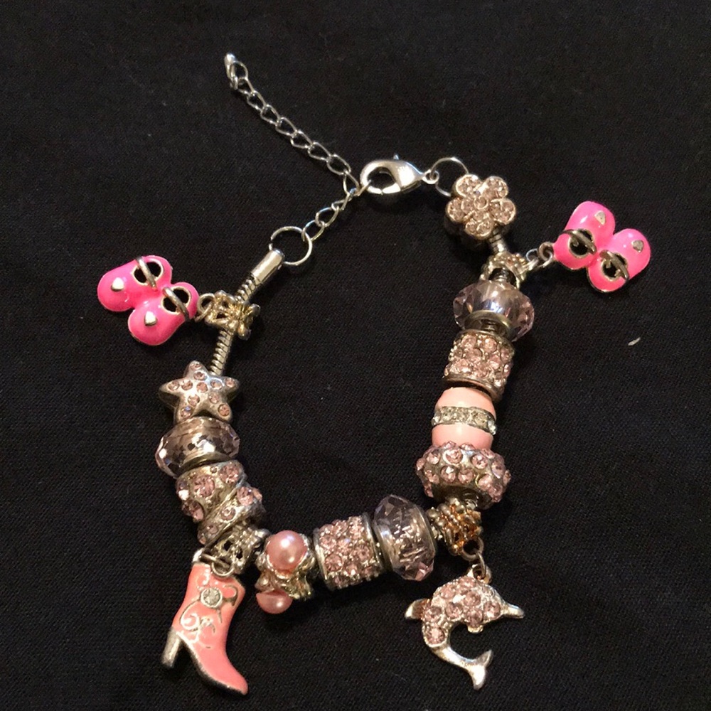 Pink and Silver Charm Bracelet
